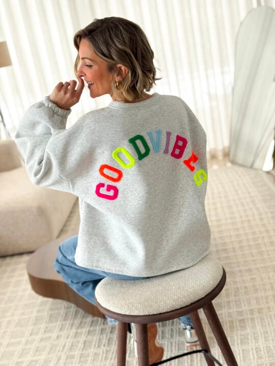 Sweat good vibe gris