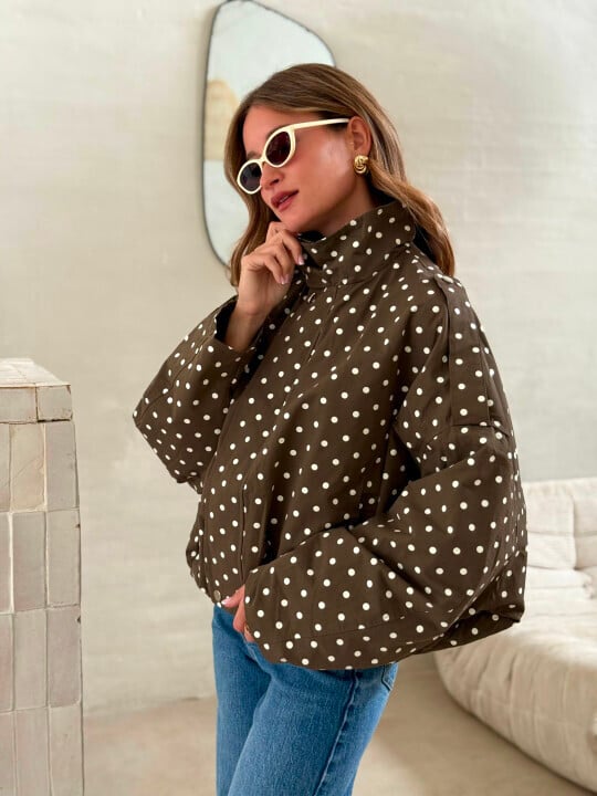 Veste Mila Marron à Pois Oversize | Gualap