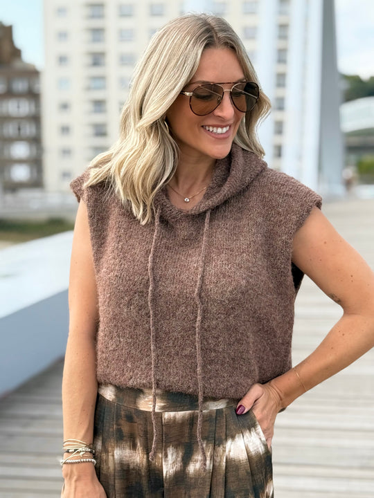 Le pull sans manche June marron