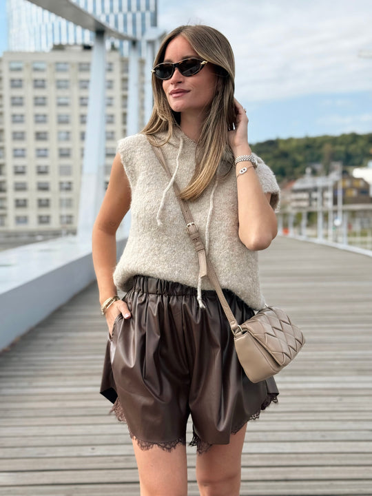 Le pull sans manche June beige