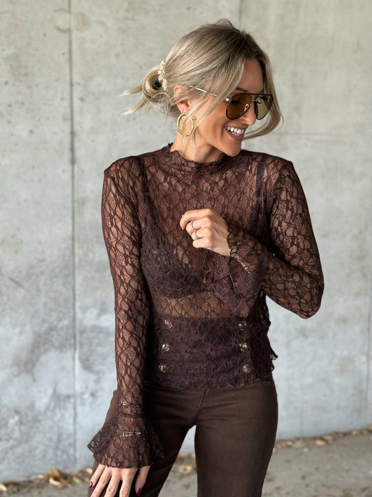 La blouse Chimene marron - Gualap