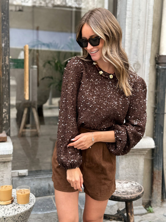 La blouse Erika marron - Gualap