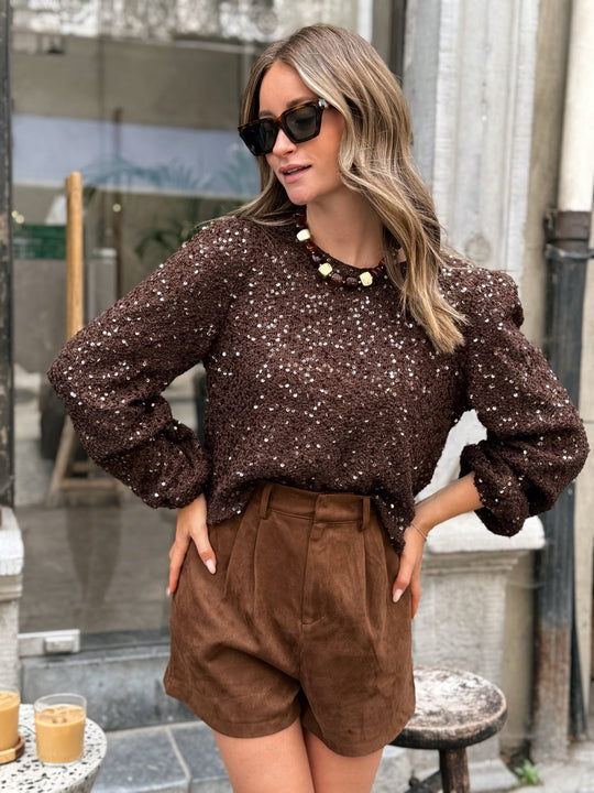 La blouse Erika marron - Gualap