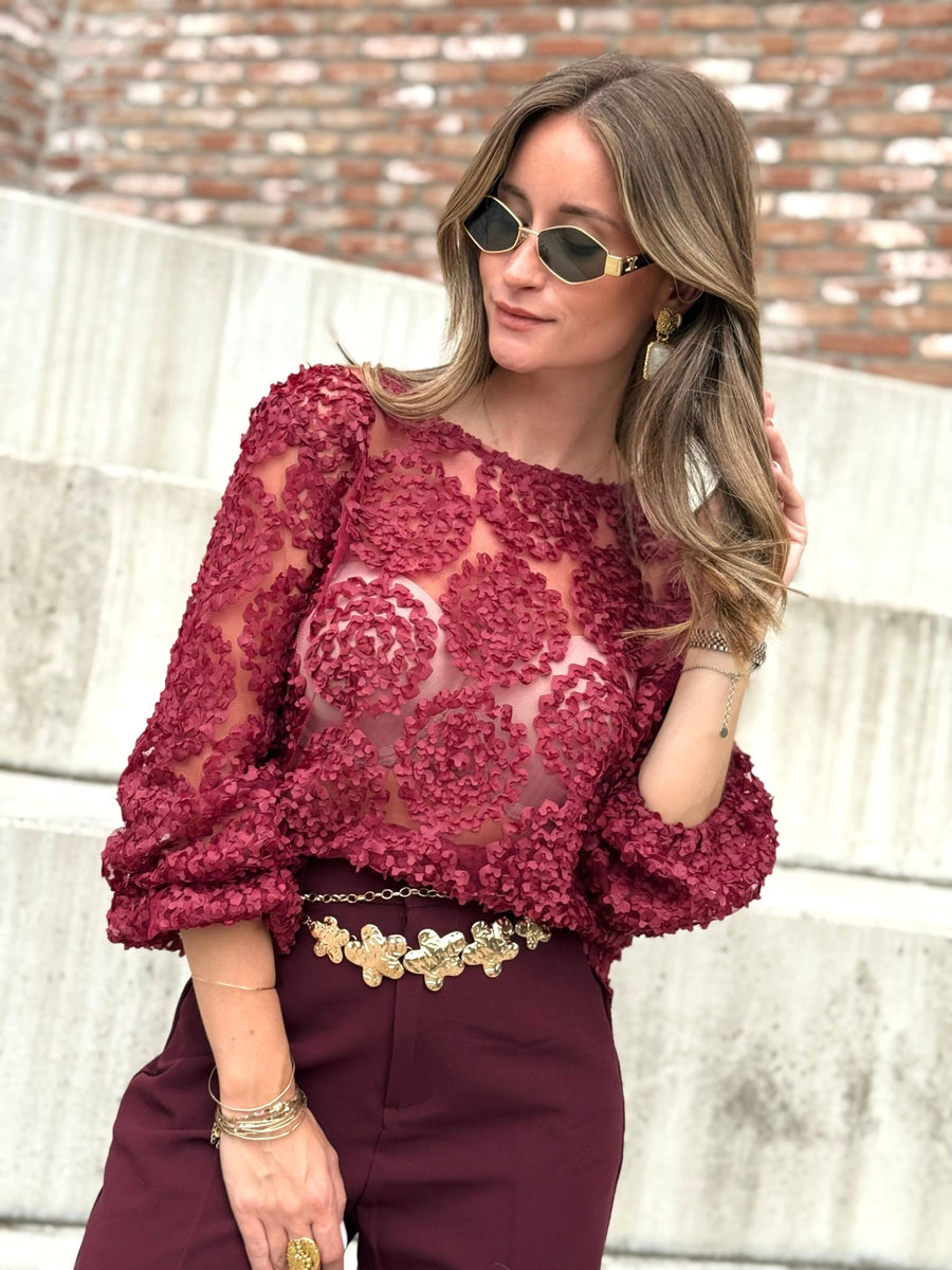 La blouse Georgia bordeaux - Gualap