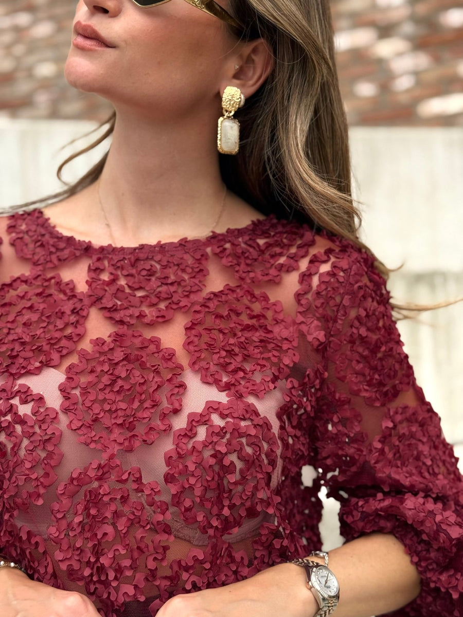 La blouse Georgia bordeaux - Gualap