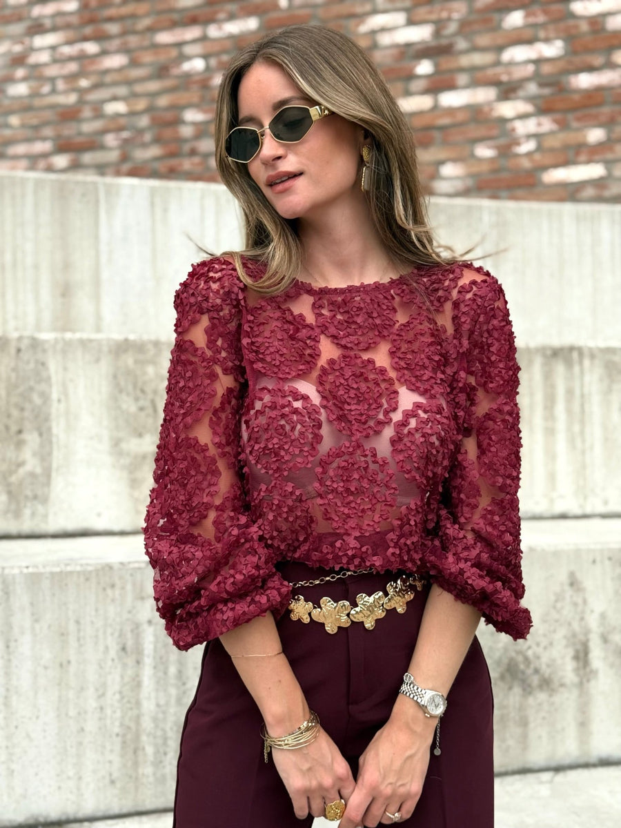 La blouse Georgia bordeaux - Gualap
