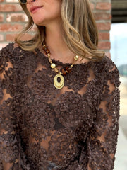 La blouse Georgia marron - Gualap