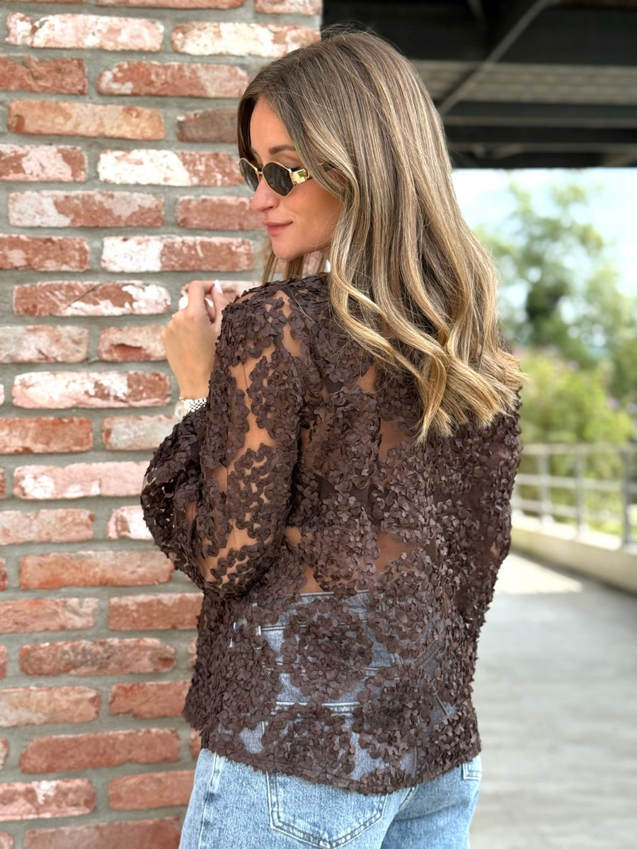 La blouse Georgia marron - Gualap