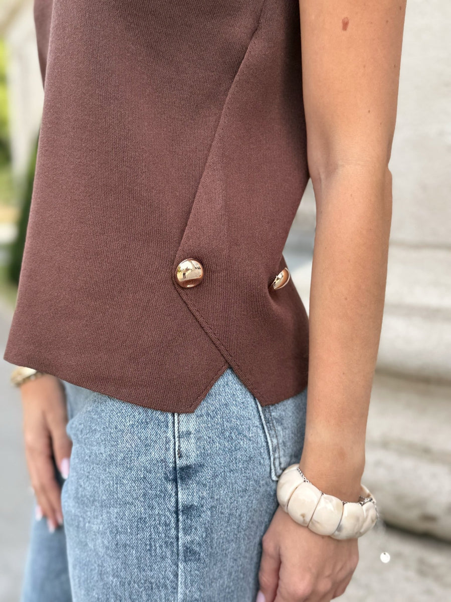 La blouse Hanae marron - Gualap
