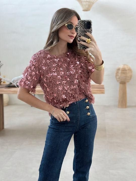 La blouse Yseult rose - Gualap