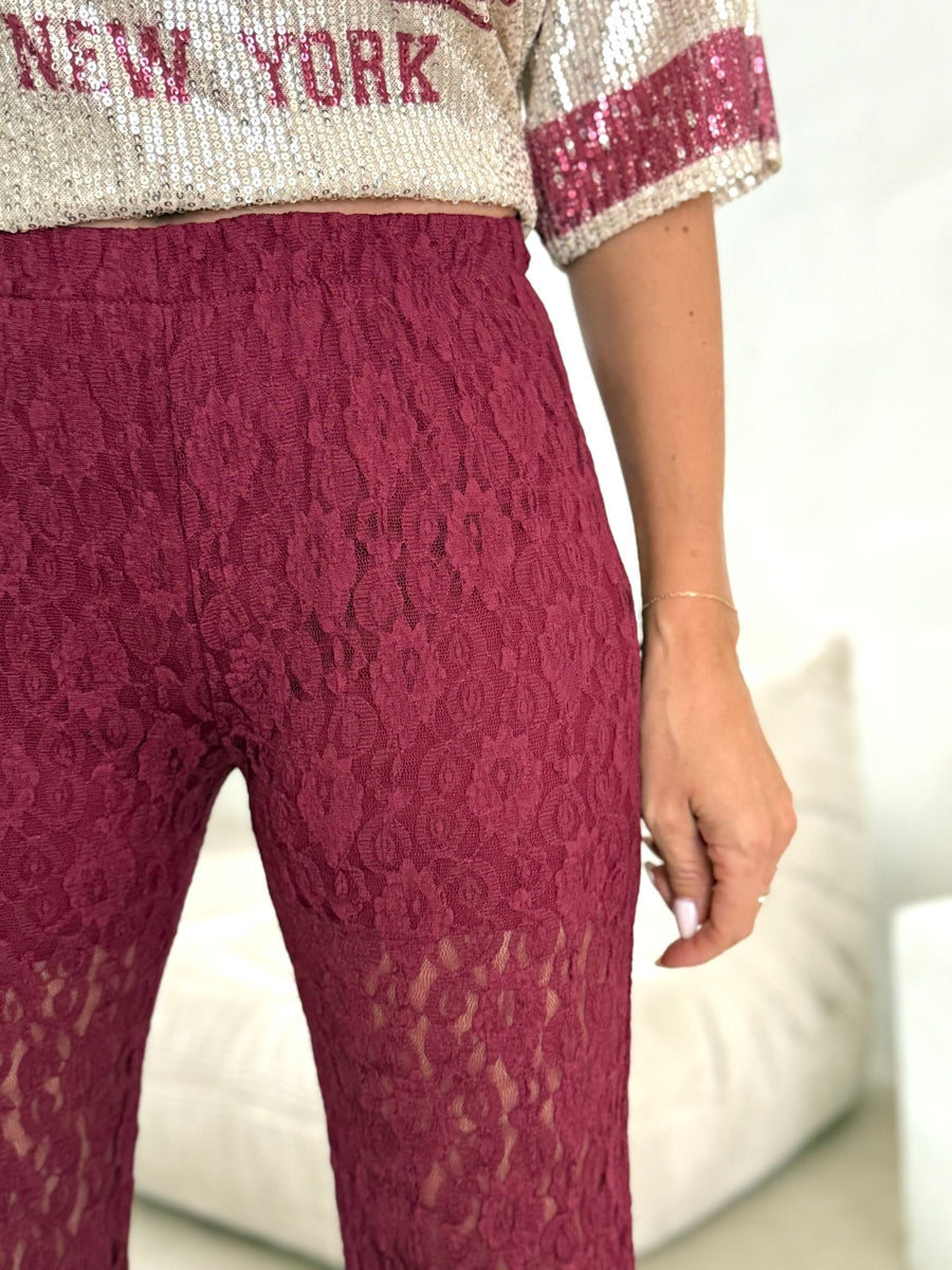 La pantalon Enissa bordeaux - Gualap