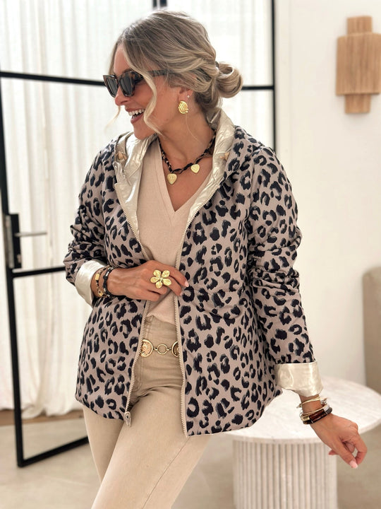 La veste daphne leopard dore-Gualap