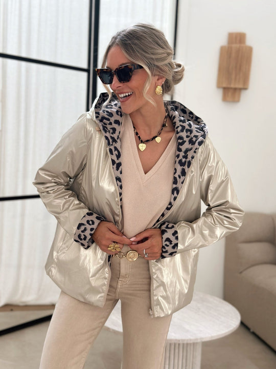 La veste daphne leopard dore-Gualap