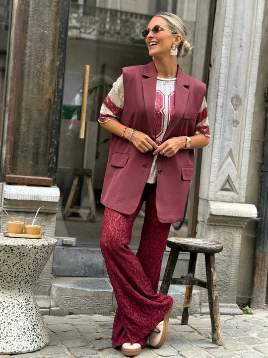 Le blazer sans manche Oria bordeaux - Gualap