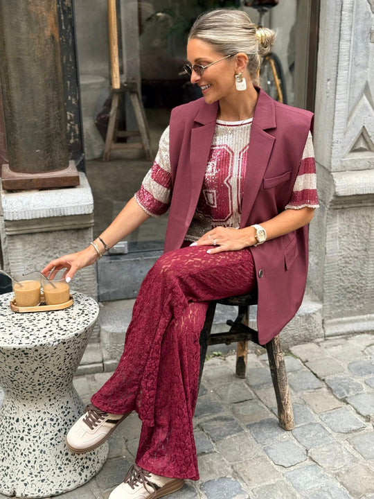 Le blazer sans manche Oria bordeaux - Gualap