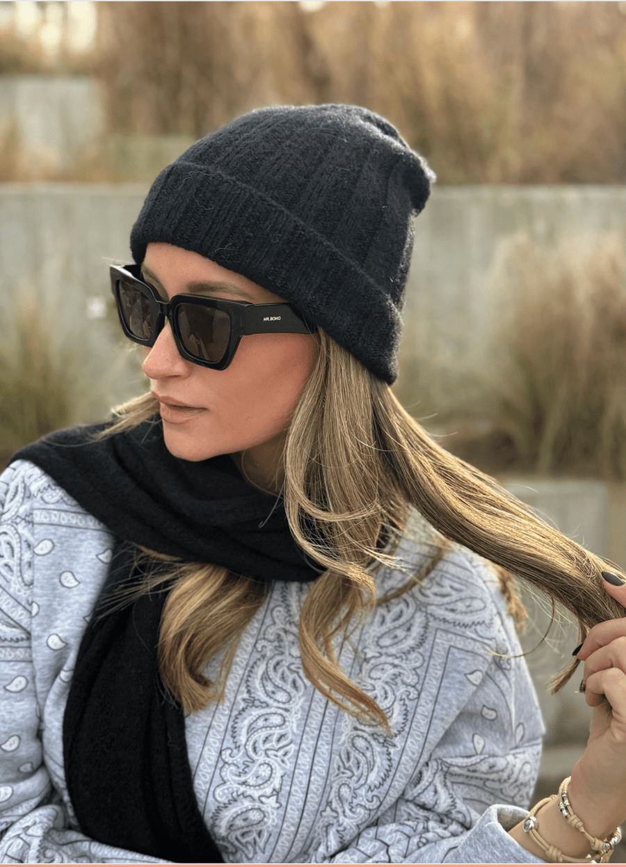 Le bonnet et l’echarpe Rachel noir - Gualap