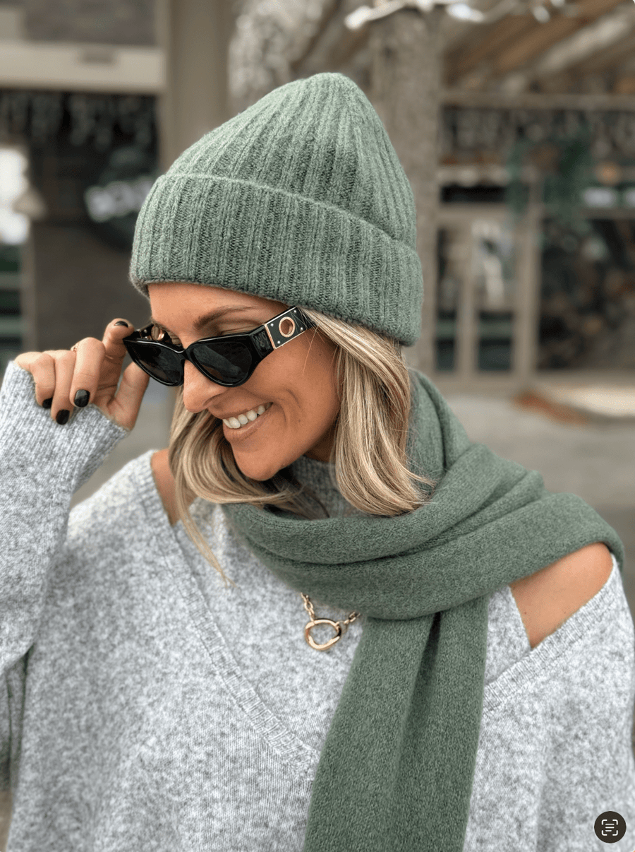 Le bonnet et l’echarpe Rachel vert eau - Gualap