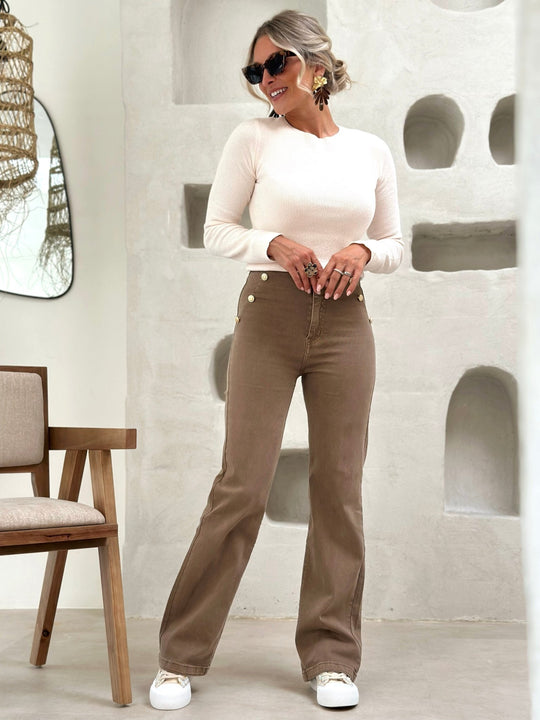 Le jeans Natanya taupe-Gualap