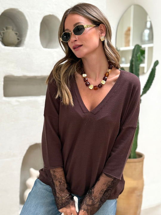 Le pull Edith marron - Gualap