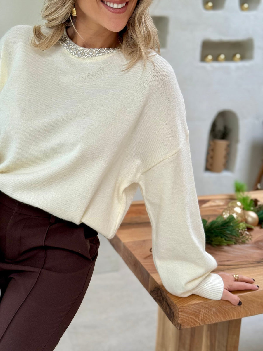 Le pull Salma ecru - Gualap
