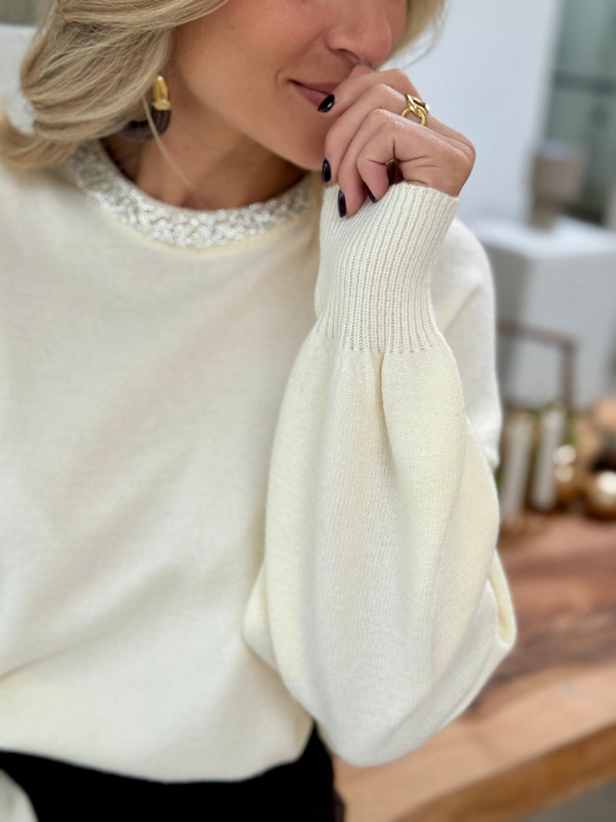 Le pull Salma ecru - Gualap