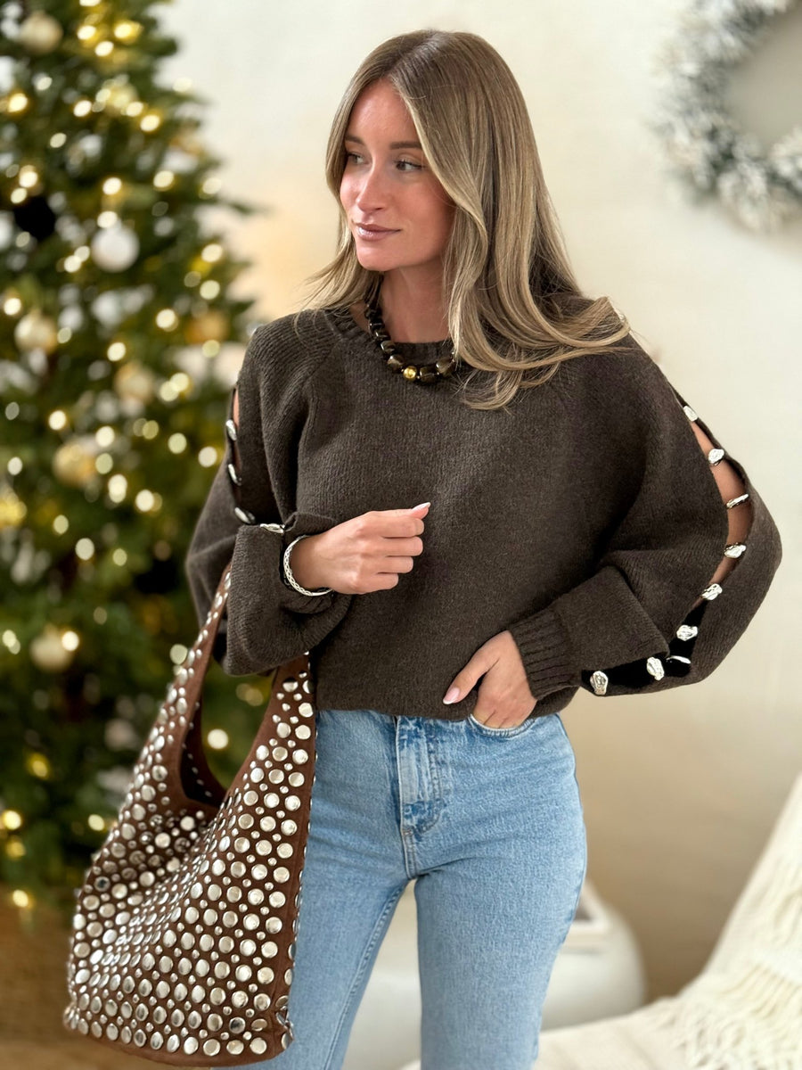 Le pull Suzanne brun - Gualap