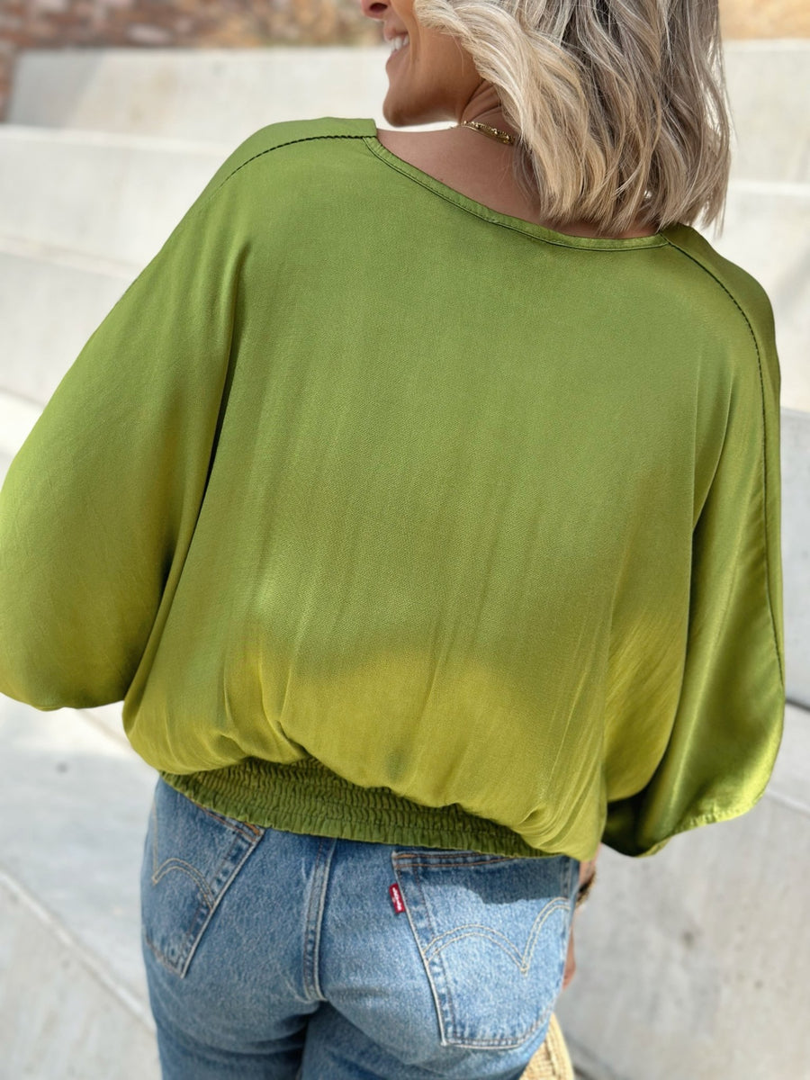 La blouse Lana vert anis - Gualap