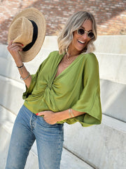 La blouse Lana vert anis - Gualap