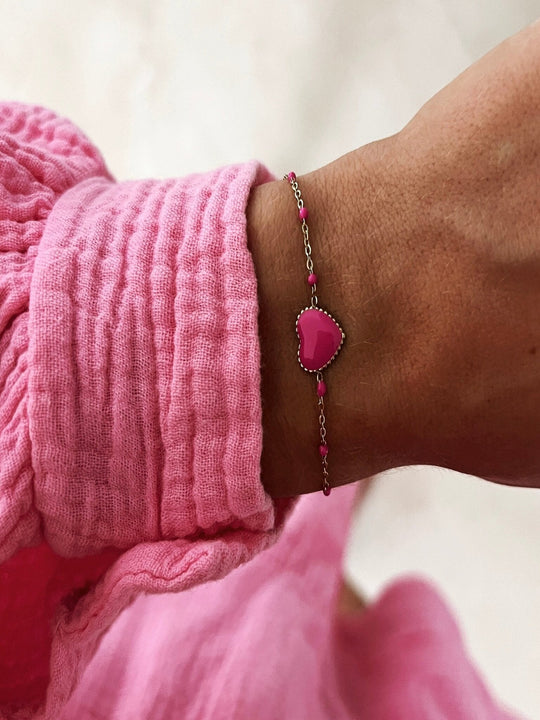 Le bracelet coeur rose - Gualap